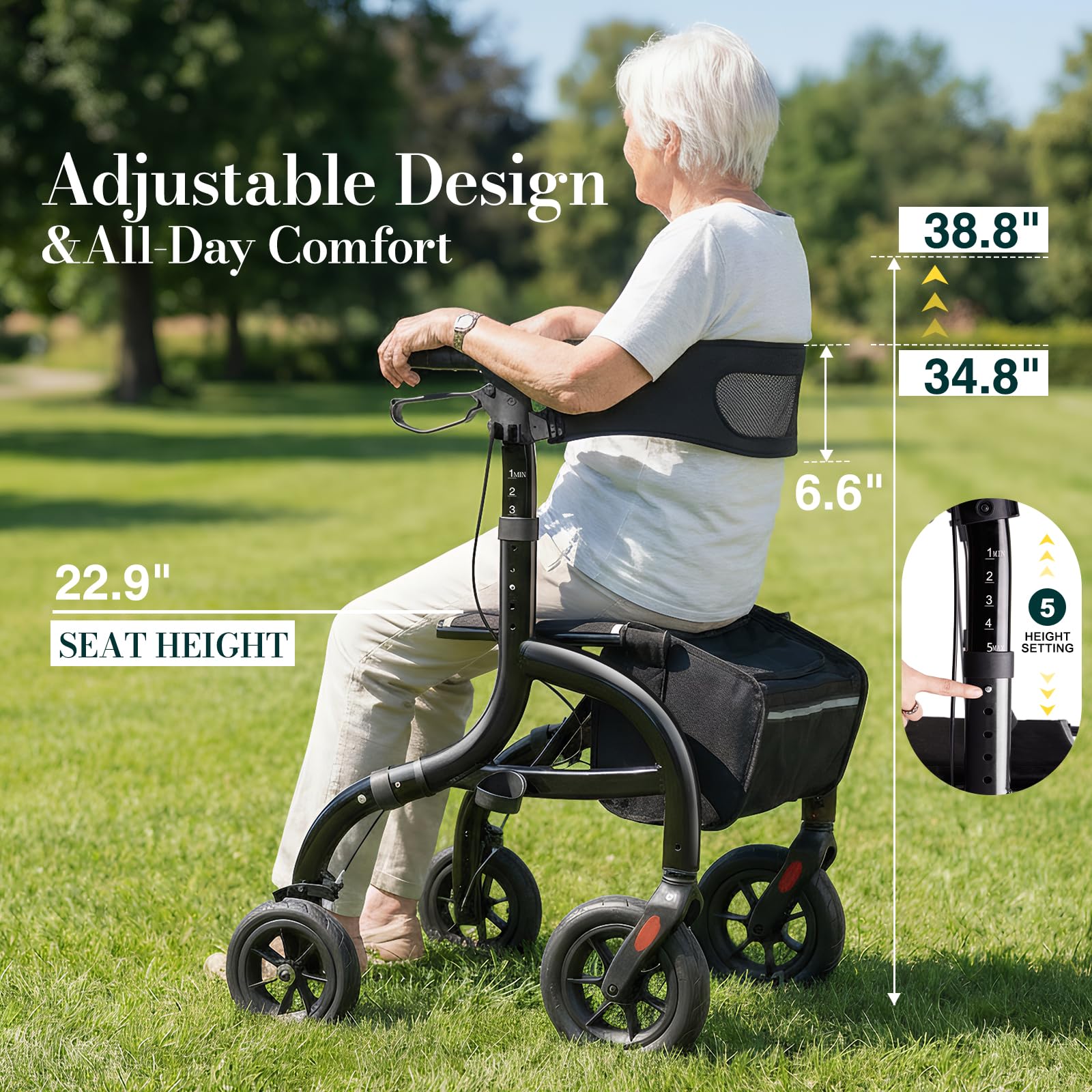 HOLYHEAL andador plegado compacto dentro del maletero para transporte fácil