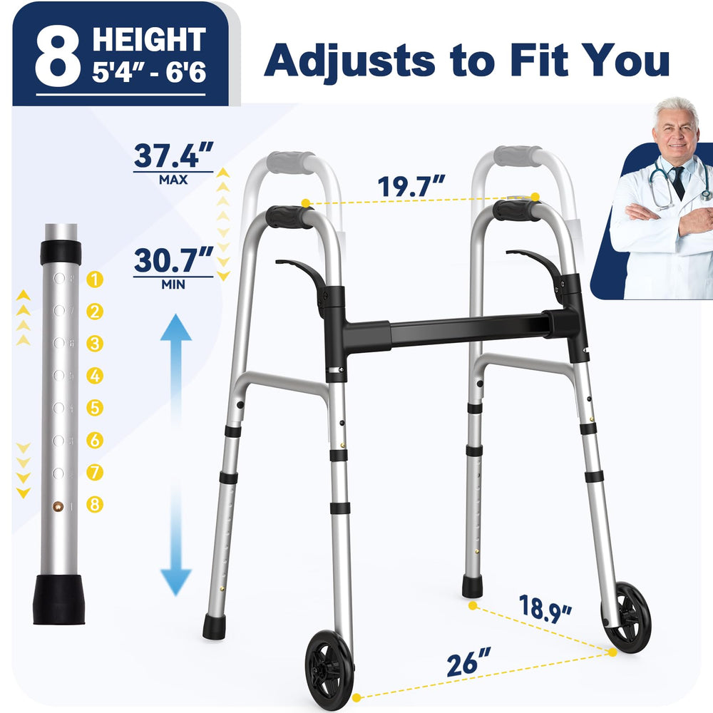 HOLYHEAL andador plegado compacto para guardar y transportar fácilmente