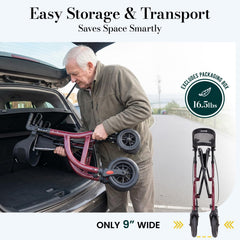 HOLYHEAL rollator plegado dentro de maletero para transporte sencillo