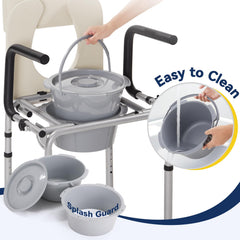 HOLYHEAL commode en uso junto a la cama para asistencia nocturna segura