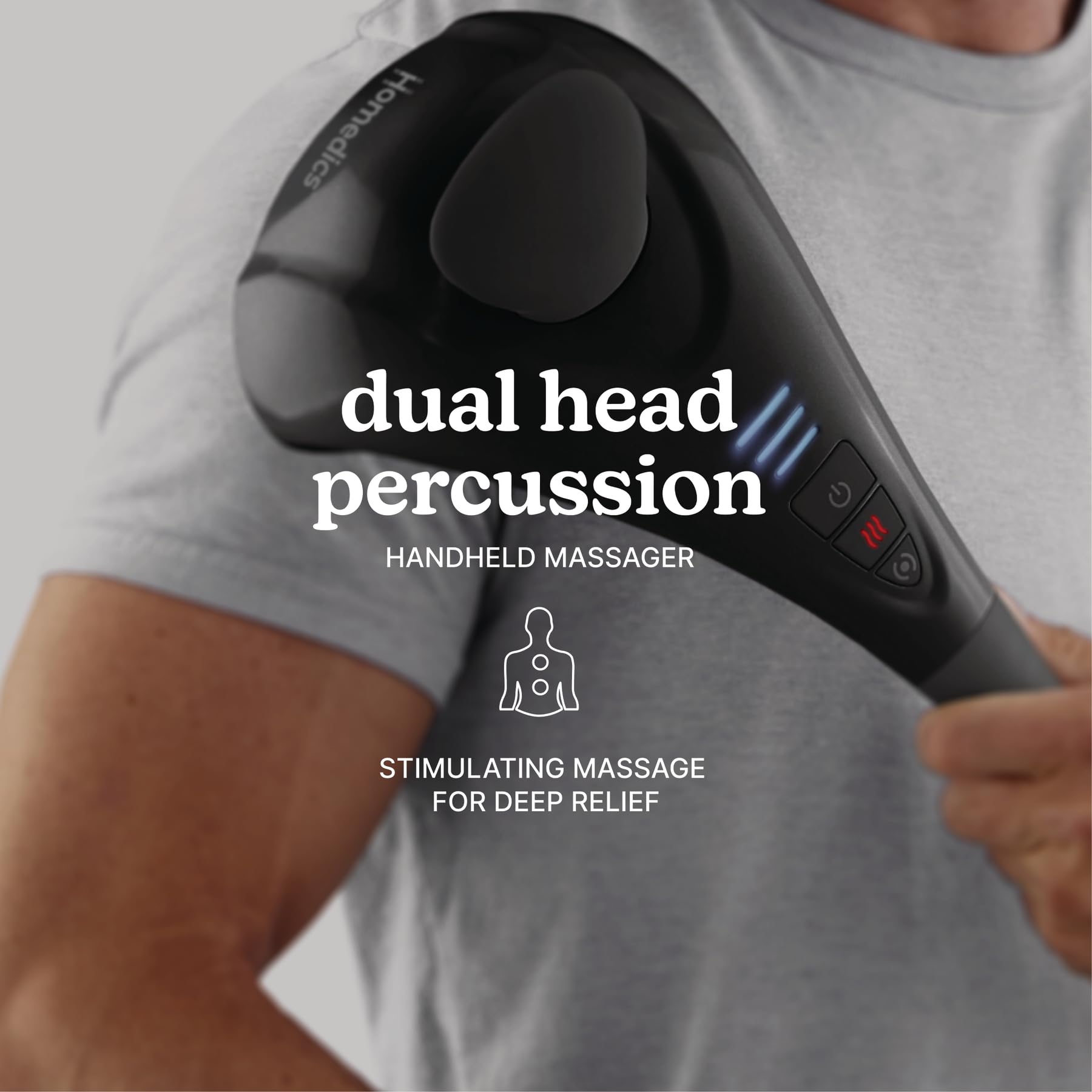 HoMedics primer plano de los cabezales mostrando percusión efectiva