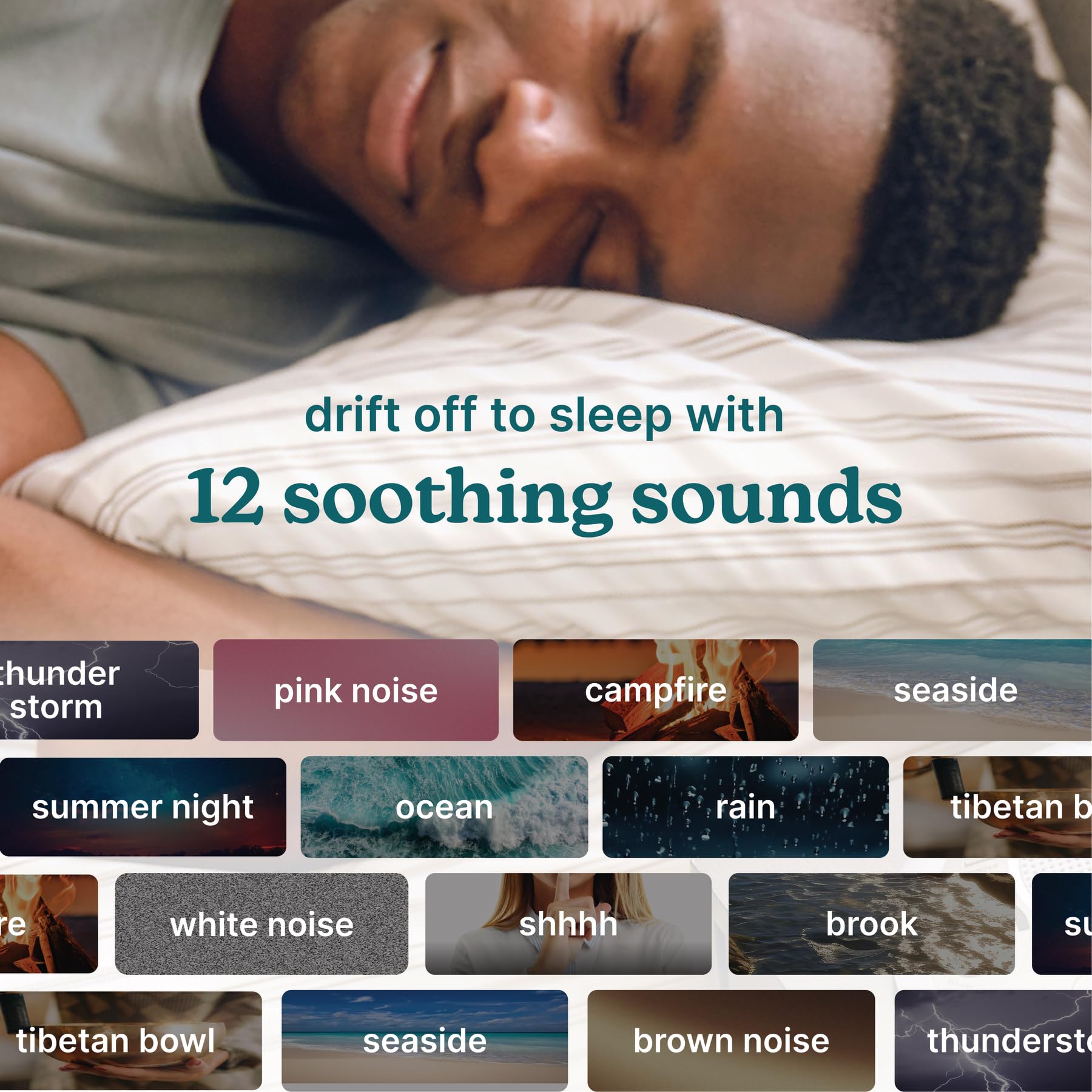 Homedics en uso sobre mesita creando ambiente sonoro relajante en habitación