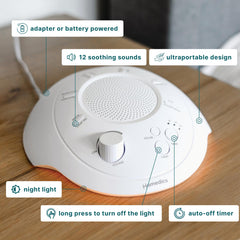 Homedics luz nocturna encendida ofreciendo iluminación suave y confort visual