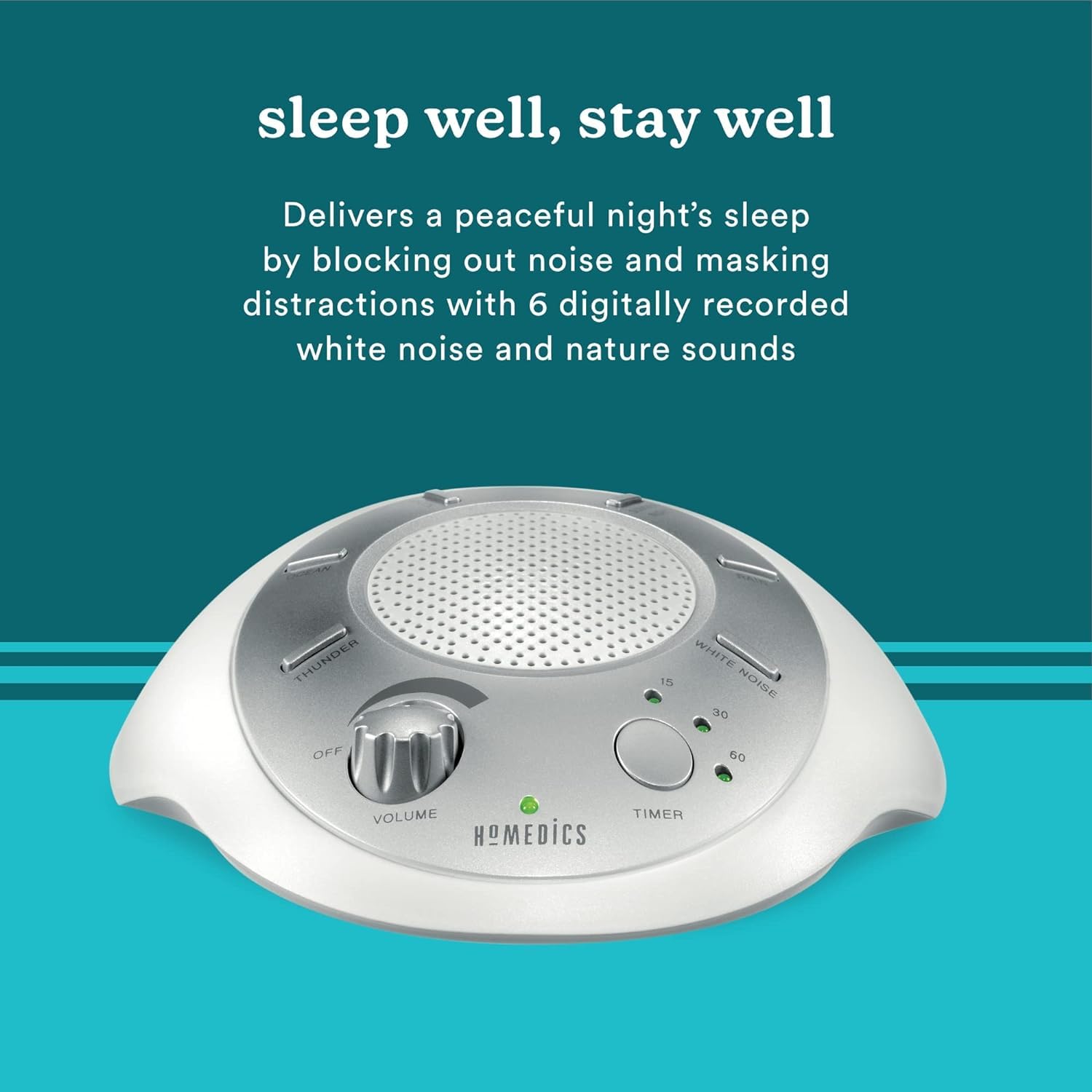 Homedics colocado junto a cuna de bebé creando ambiente de sueño