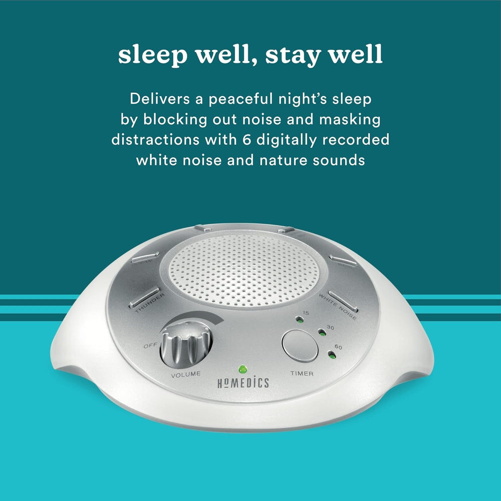 Homedics colocado junto a cuna de bebé creando ambiente de sueño