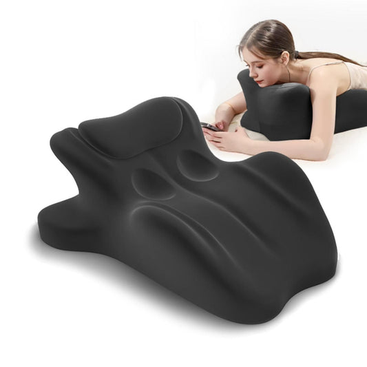 HOMEPAC vista frontal de la cuña negra mostrando su inclinación y soporte ergonómico