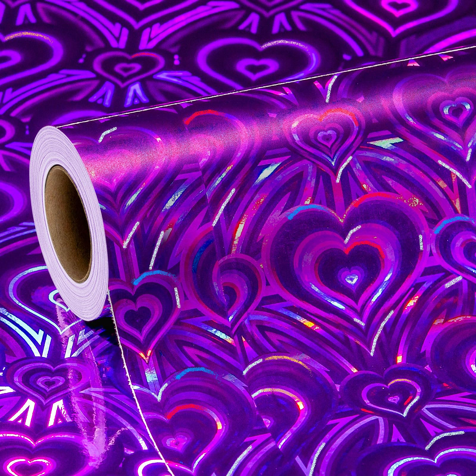Homeral rollo frontal de papel holográfico púrpura que muestra brillo atractivo