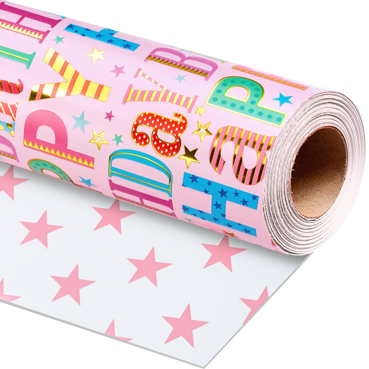 Homeral rollo frontal empaque con diseño rosa brillante para envolver regalos