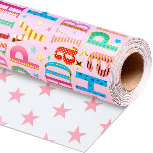 Homeral rollo frontal empaque con diseño rosa brillante para envolver regalos