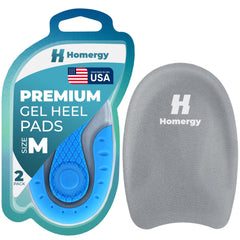 Homergy vista frontal del empaque con copas para talón y comodidad inmediata