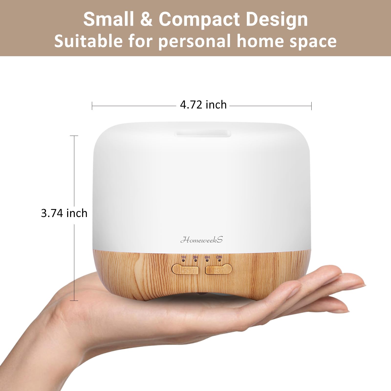 Homeweeks en dormitorio emitiendo niebla y luz, crea ambiente reconfortante