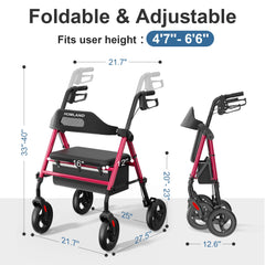 HOMLAND rollator junto a una silla para comparar tamaño y portabilidad