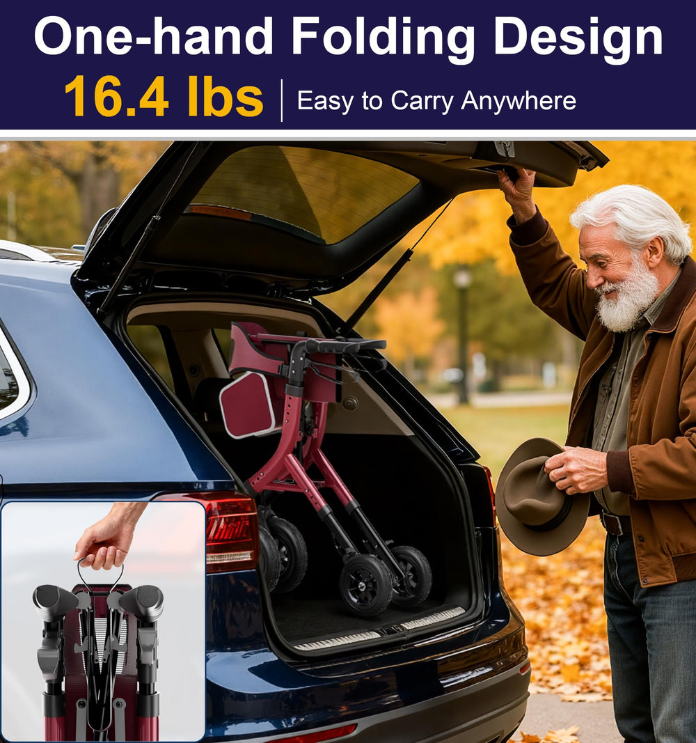 HOMLAND rollator plegado cabe en maletero para viajar fácil