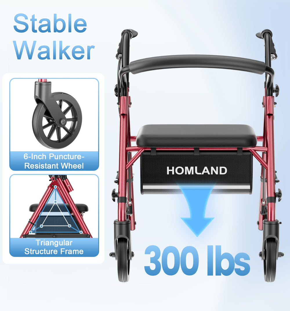 HOMLAND rollator en salón mostrando uso cotidiano y movilidad segura en casa