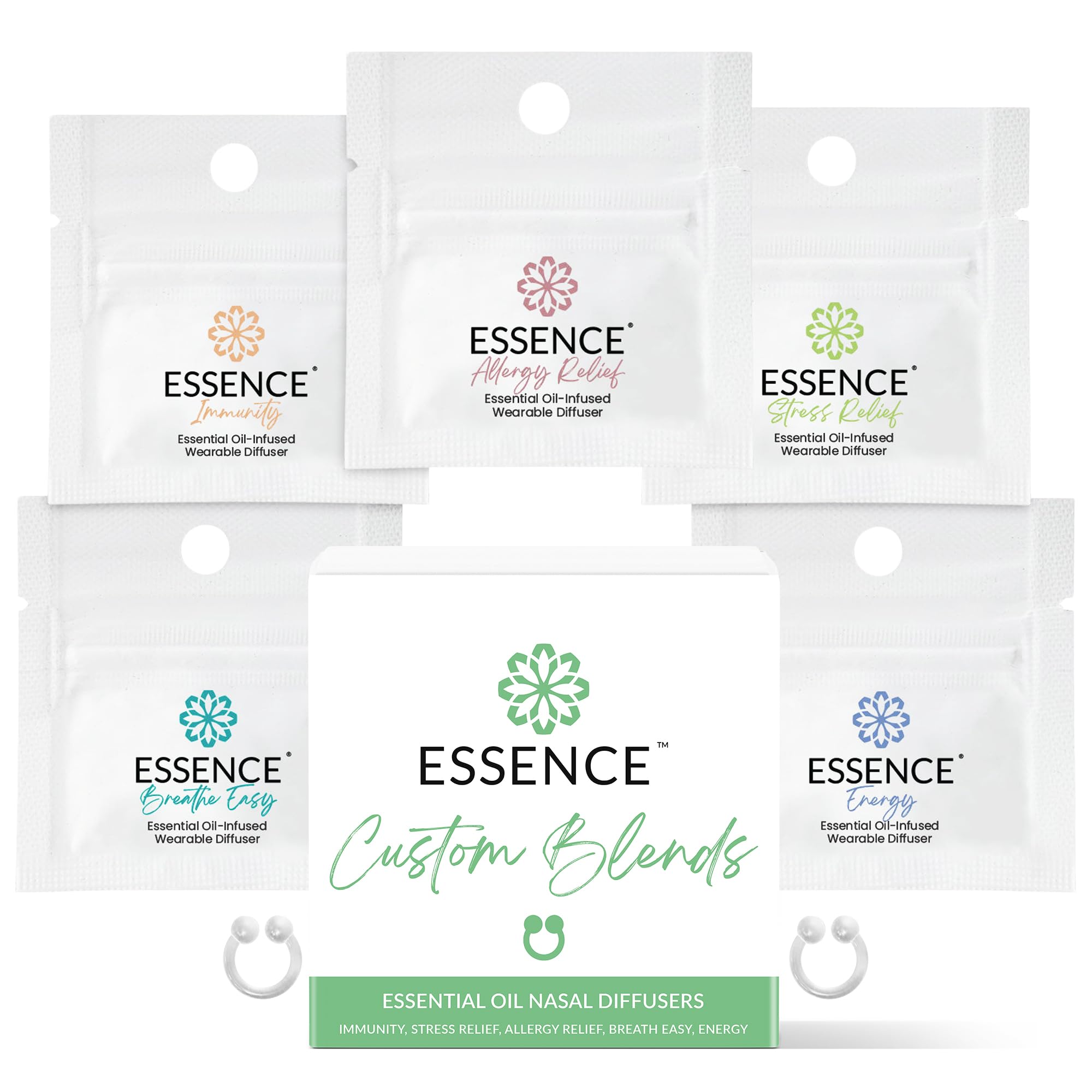 HONÉ anillo nasal frontal mostrando el pack y las cinco mezclas beneficios prácticos