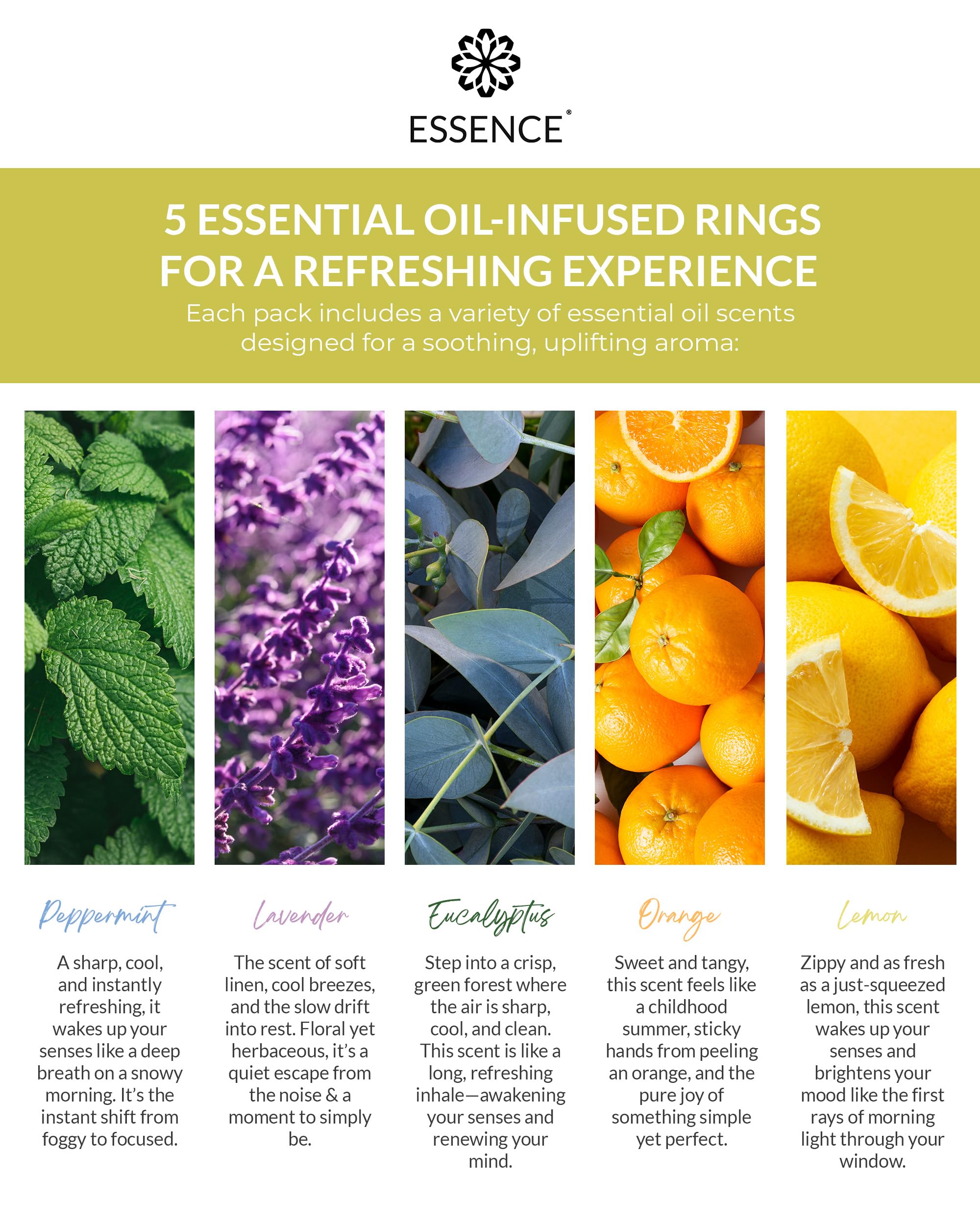 HONÉ frascos de Lemon, Peppermint, Eucalyptus, Lavender y Orange visibles