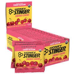 Honey Stinger caja frontal cherry blossom, empacado práctico para llevar