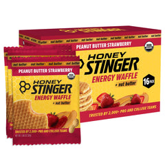 Honey Stinger empaque frontal con 16 waffles, portátil para entrenamientos