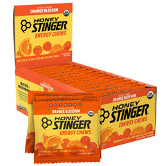 Honey Stinger vista frontal del empaque mostrando sabor naranja y beneficios