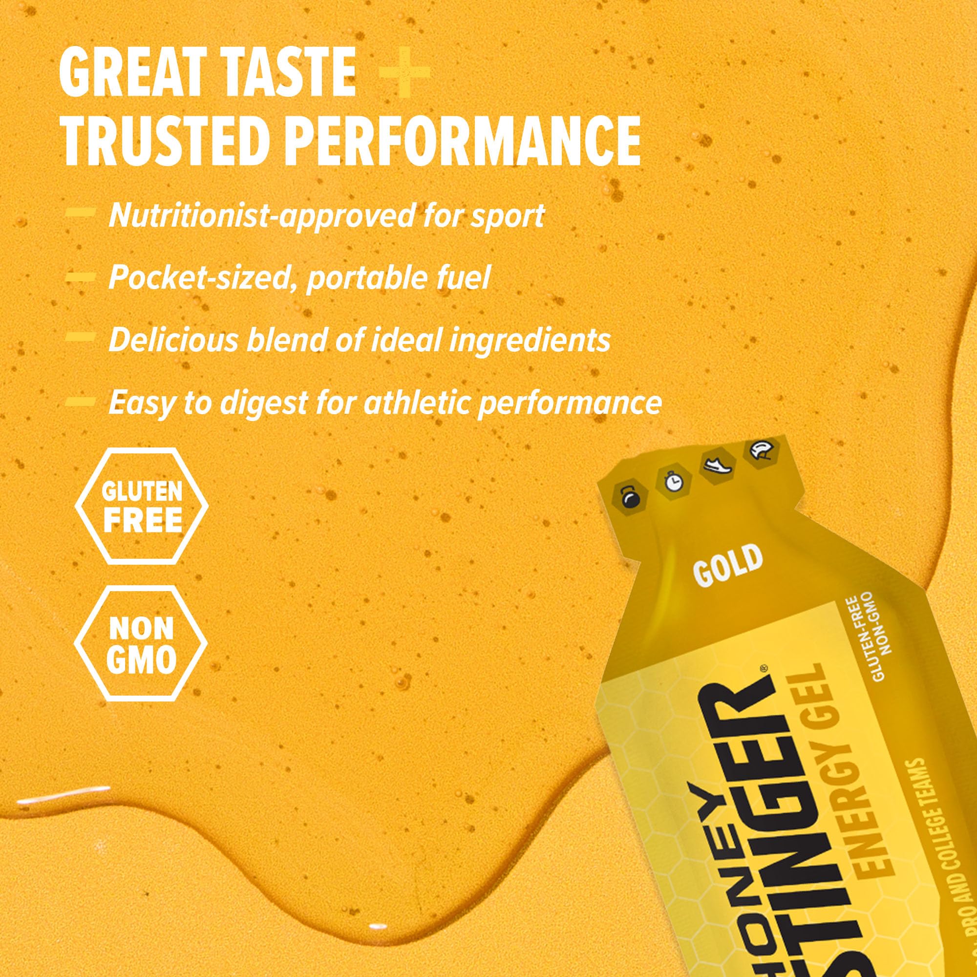 Honey Stinger gel sobre abierto con textura visible para fácil ingestión