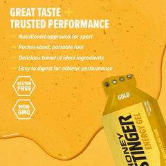 Honey Stinger gel sobre abierto con textura visible para fácil ingestión
