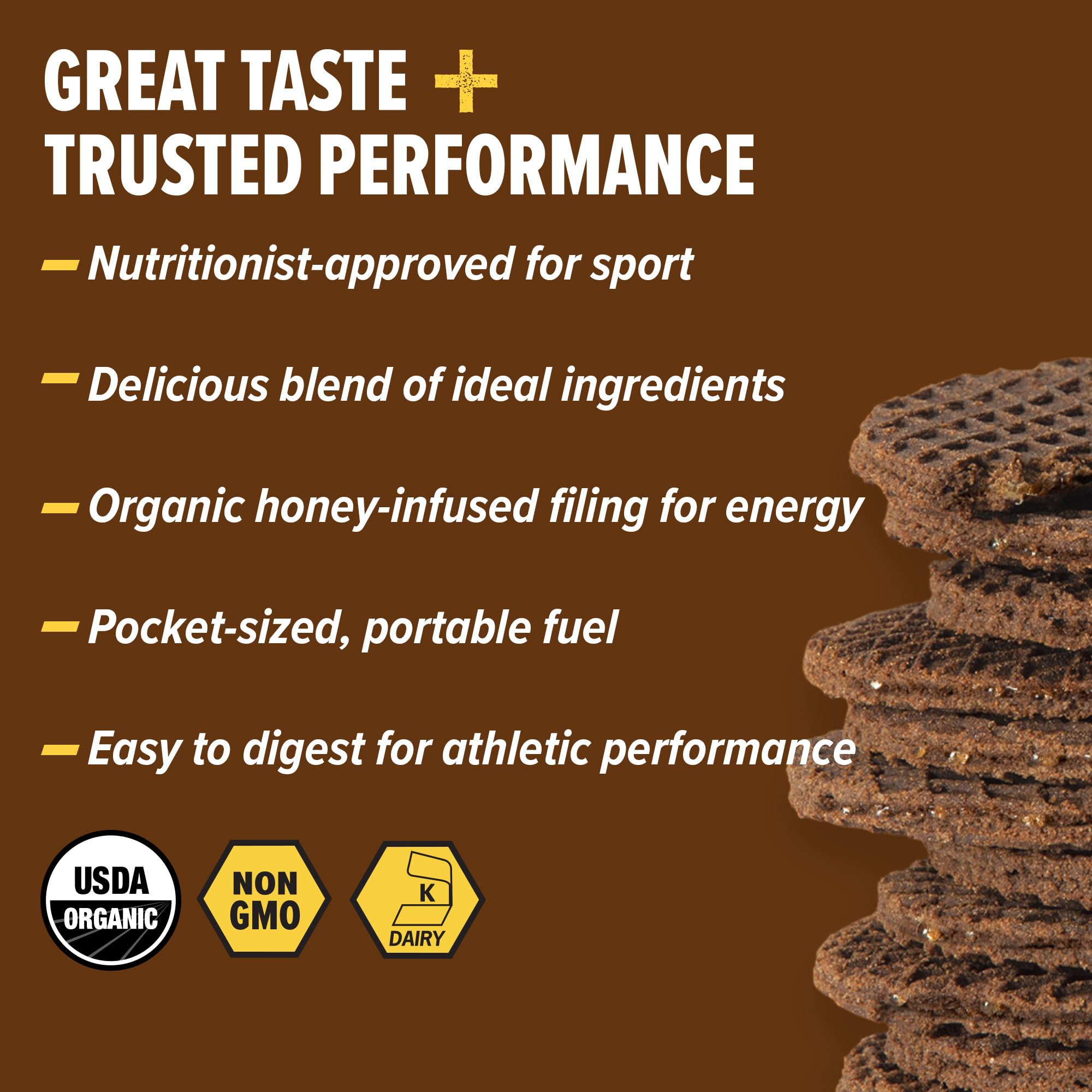 Honey Stinger primer plano relleno de miel y cacao que apetece