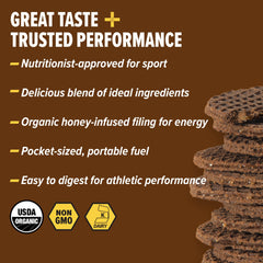 Honey Stinger primer plano relleno de miel y cacao que apetece