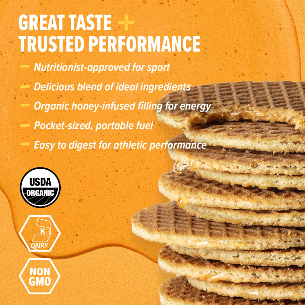 Honey Stinger textura de oblea crujiente que facilita digestión durante ejercicio