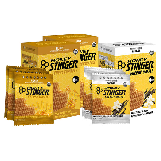 Honey Stinger pack frontal mostrando 18 unidades para energía rápida