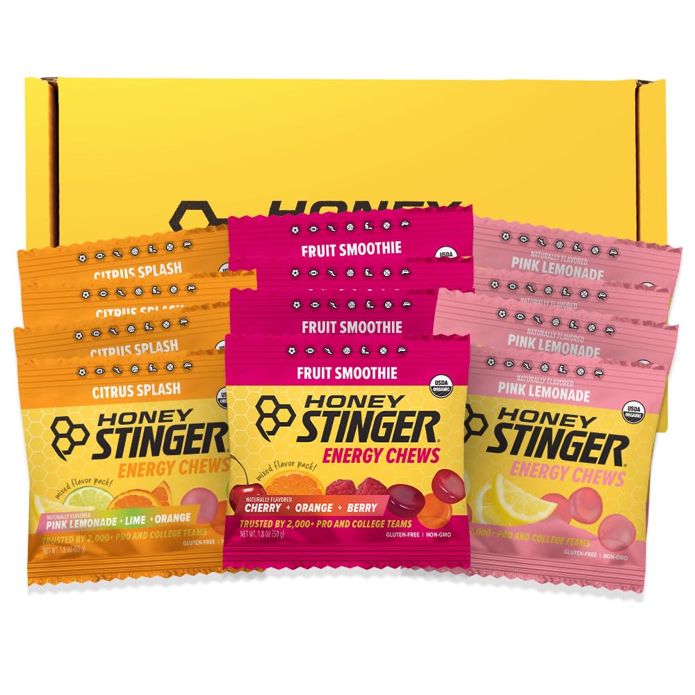 Honey Stinger paquete frontal mostrando variedad y conveniencia