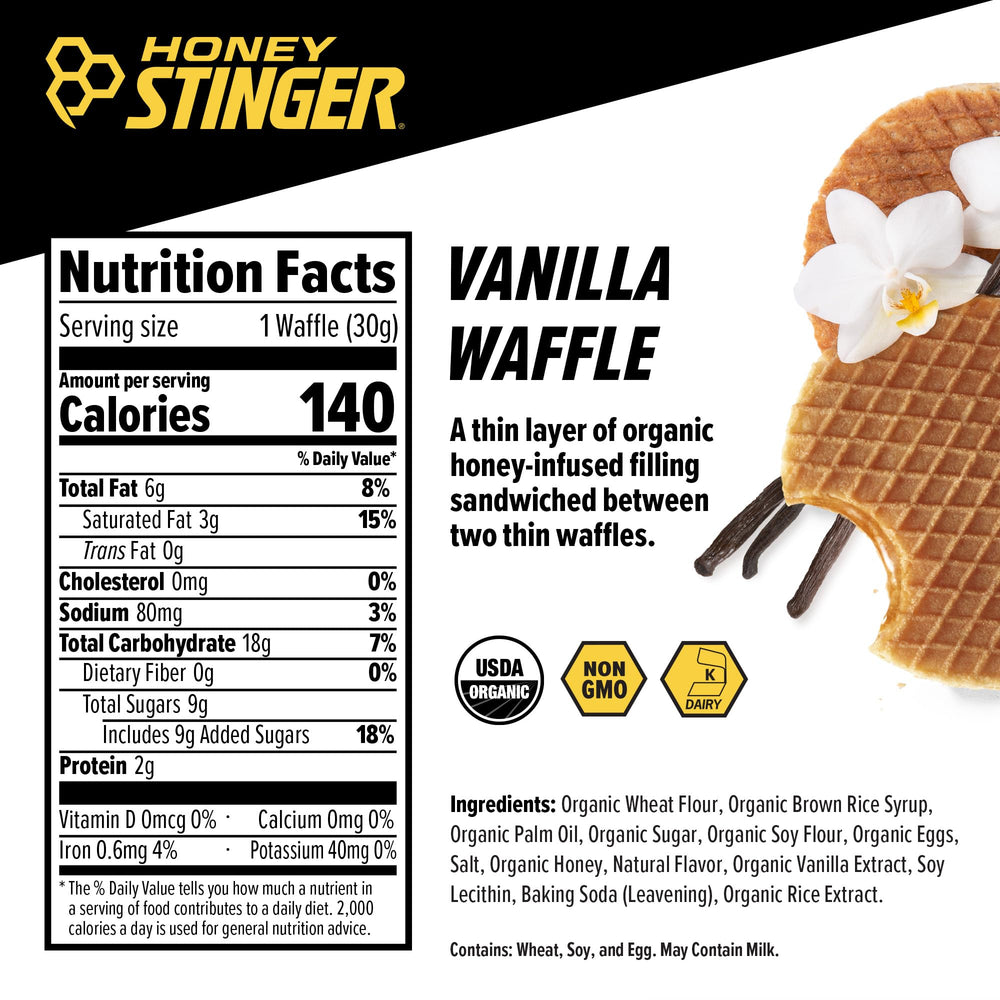 Honey Stinger textura crujiente de las obleas que facilita masticación rápida
