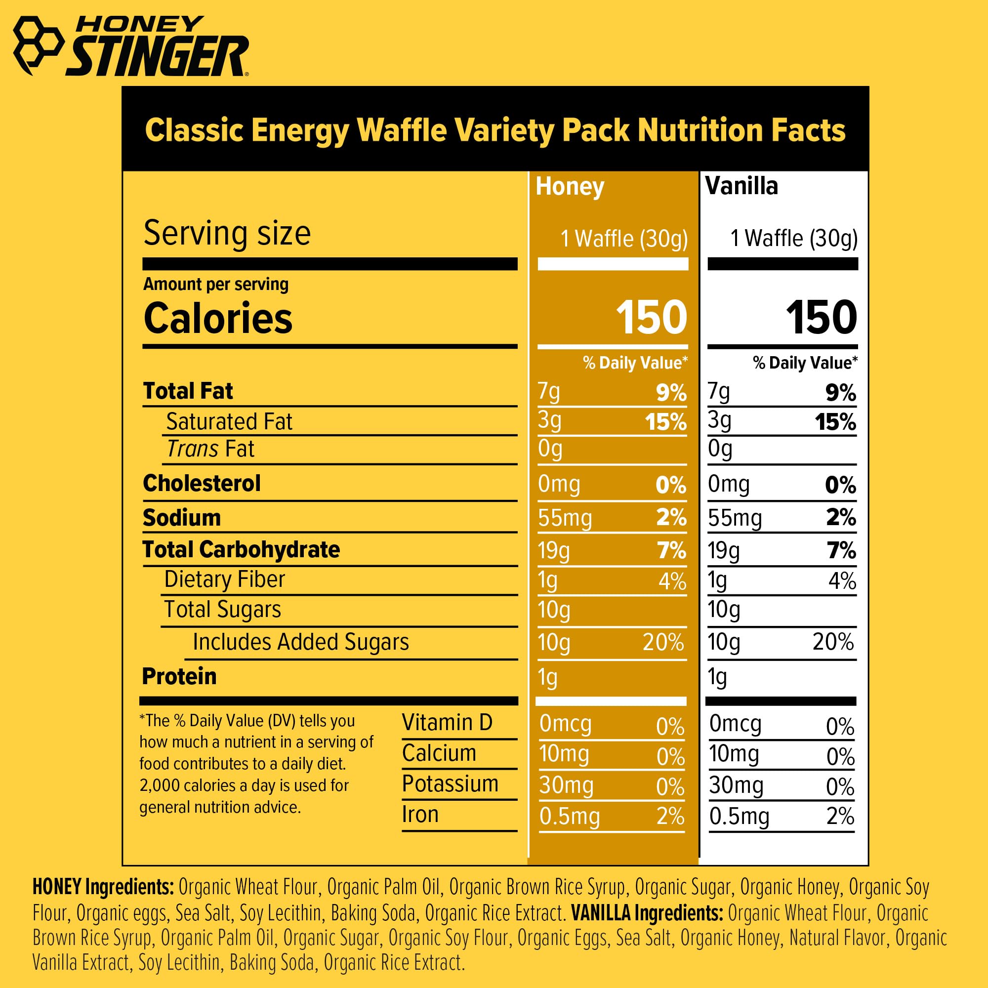 Honey Stinger waffle abierto con relleno de miel aporta carbohidratos naturales