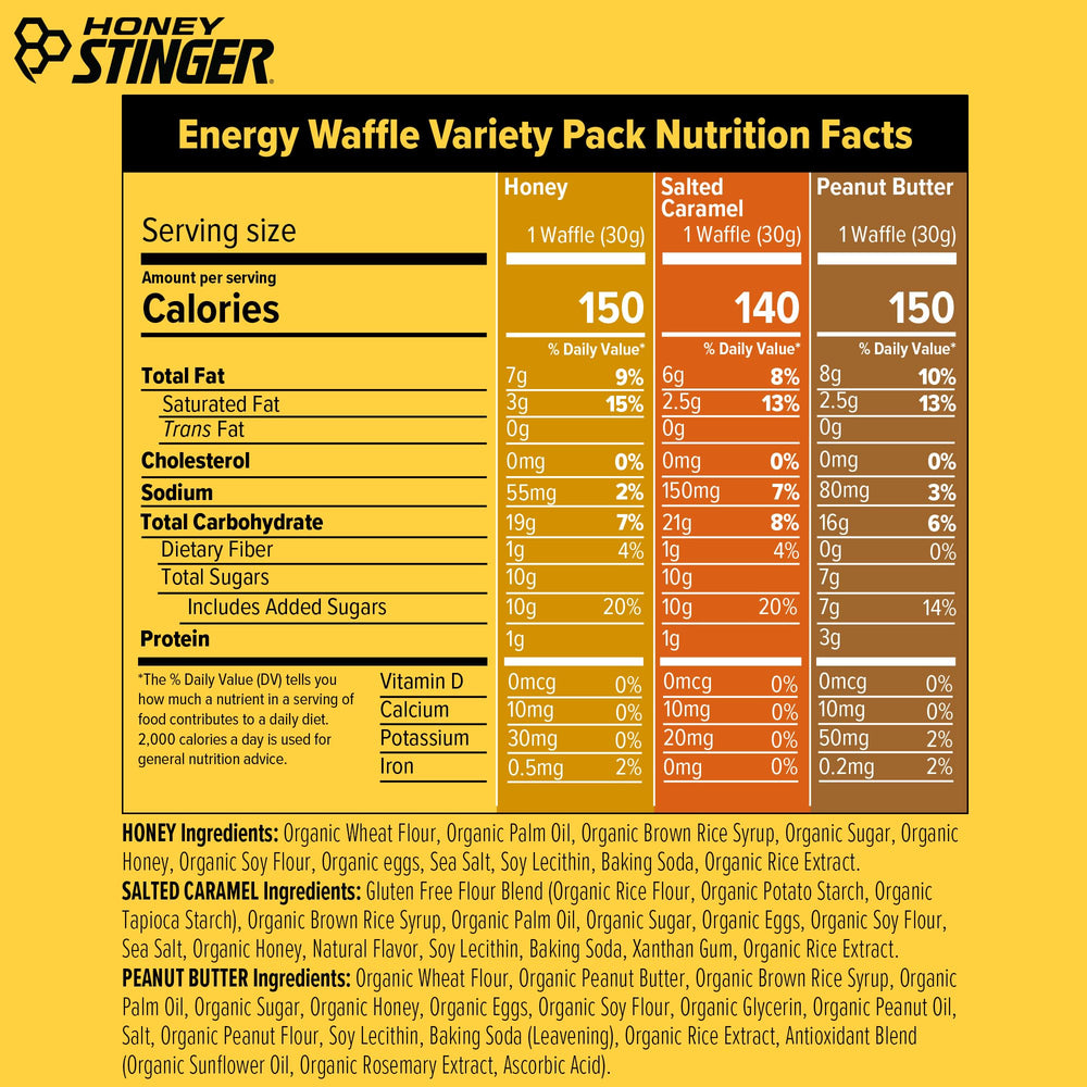 Honey Stinger waffle abierto con relleno de miel para energía rápida
