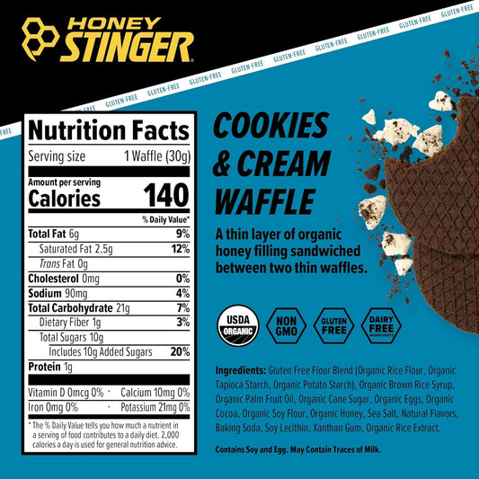 Honey Stinger waffle envuelto abierto listo para comer y práctico