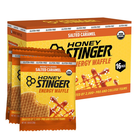 Honey Stinger empaque frontal mostrando pack de 16 para energía portátil