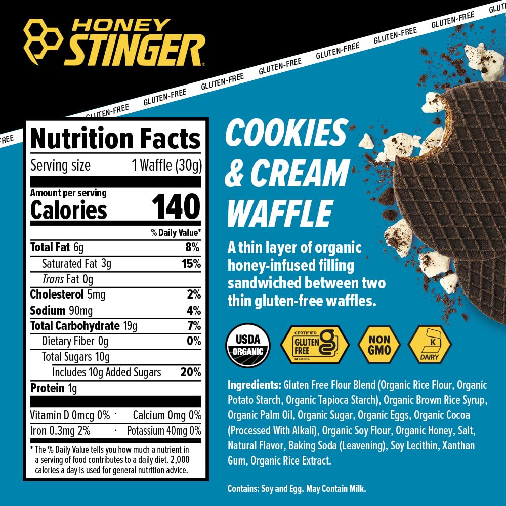 Honey Stinger waffle en mano durante actividad, práctico y fácil de comer