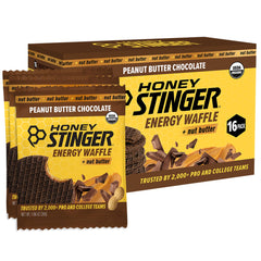 Honey Stinger empaque frontal mostrando waffles listos para energía