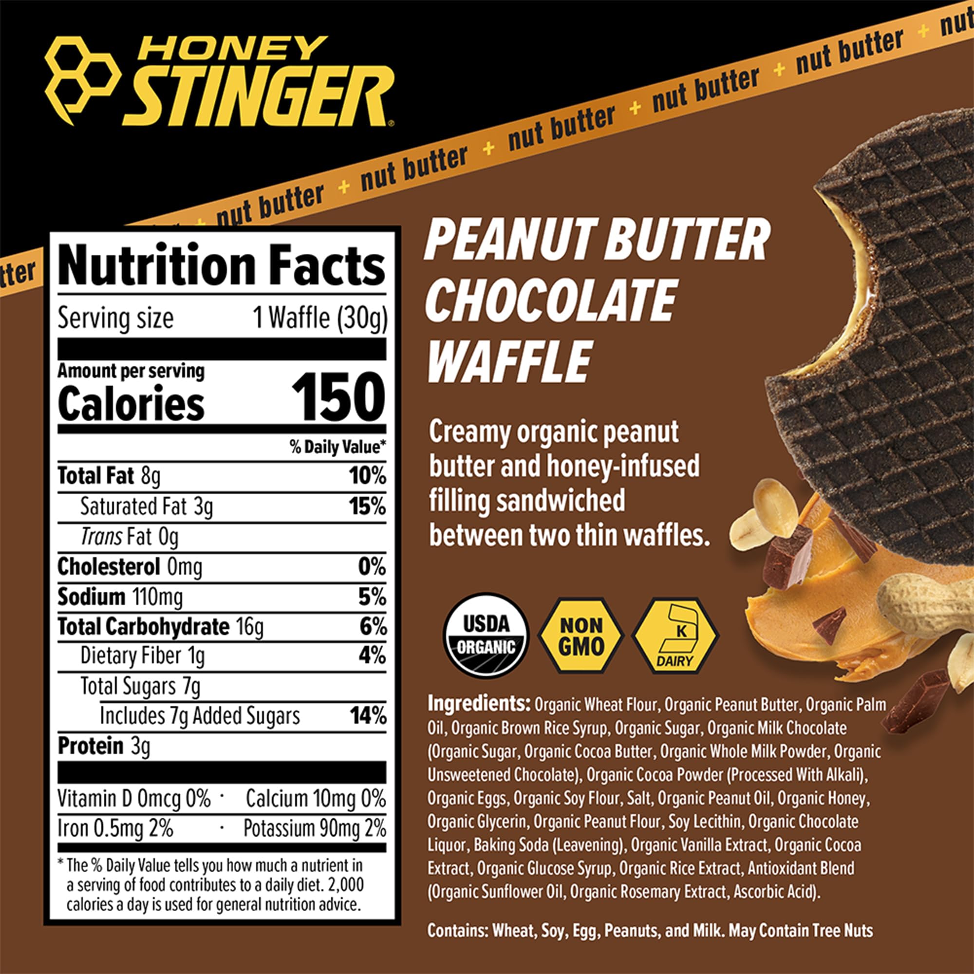 Honey Stinger waffle abierto mostrando relleno cremoso útil para energía