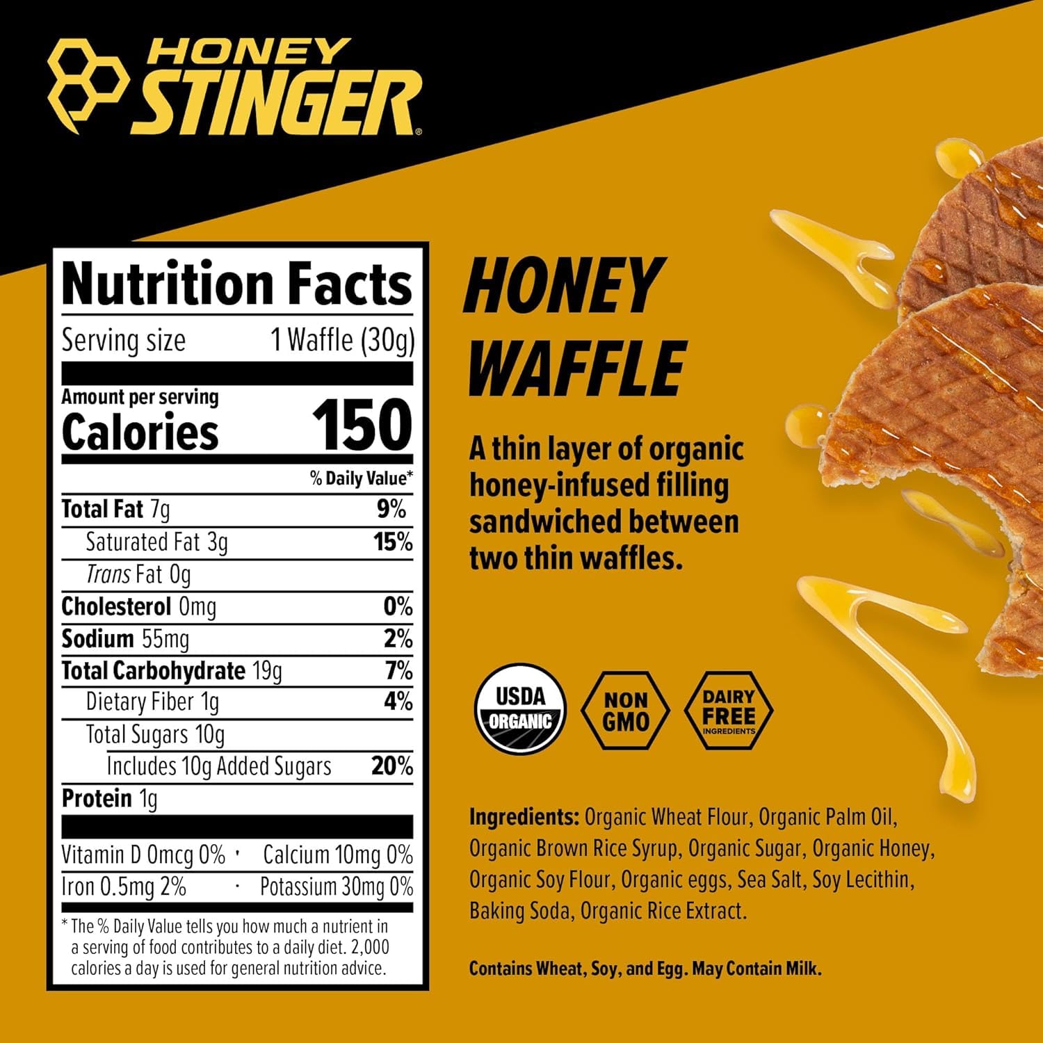 Honey Stinger primer plano textura del waffle mostrando suavidad y absorción rápida