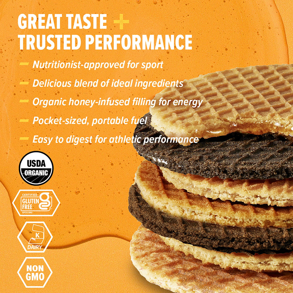 Honey Stinger textura crujiente del waffle y relleno de miel