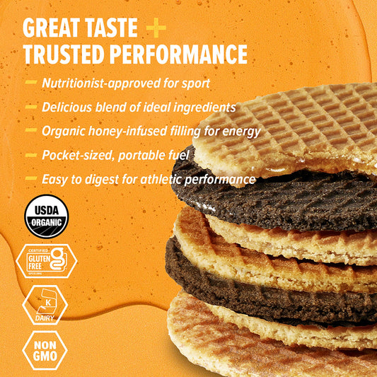 Honey Stinger textura crujiente del waffle y relleno de miel
