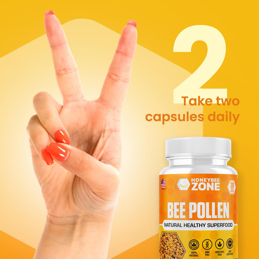 HONEYBEEZONE cápsula en la mano lista para tomar, facilidad de uso y dosificación