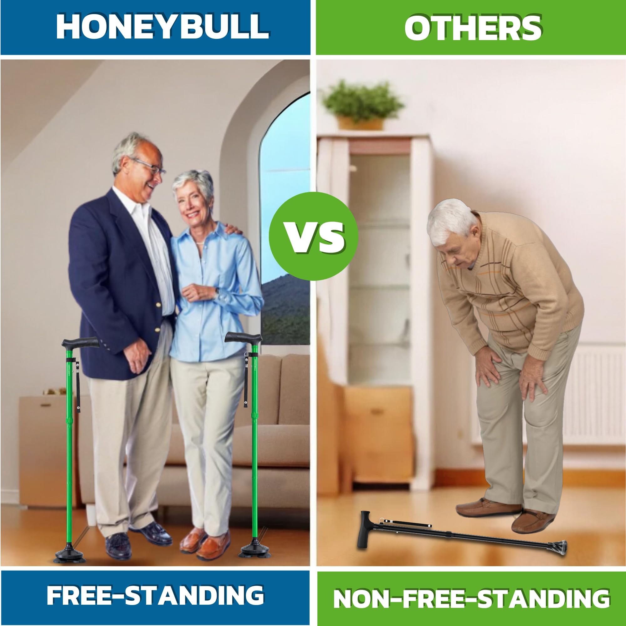 HONEYBULL bastón plegado compacto fácil de guardar y transportar