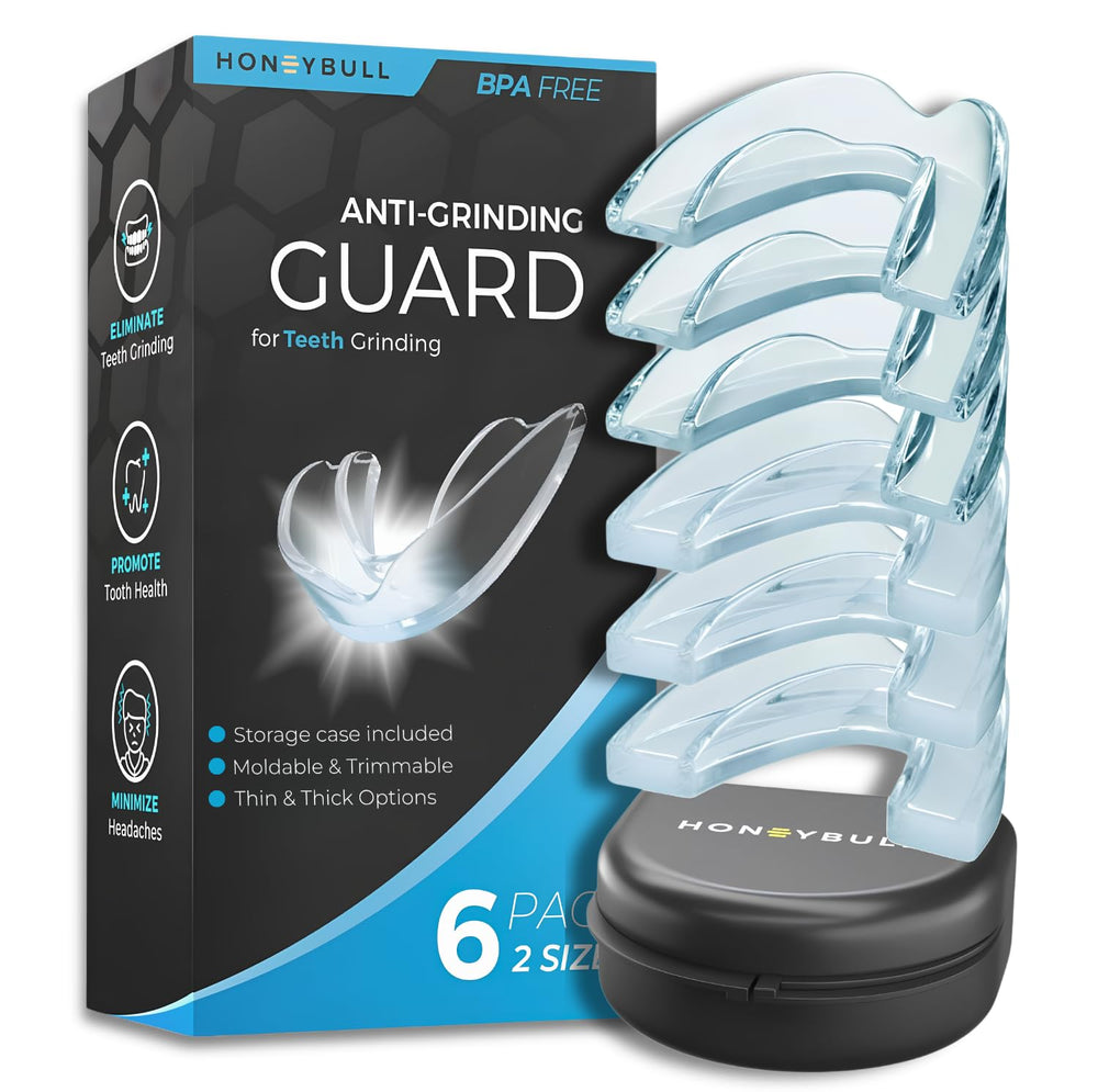 HONEYBULL embalaje frontal mostrando el pack de seis y beneficios portátiles