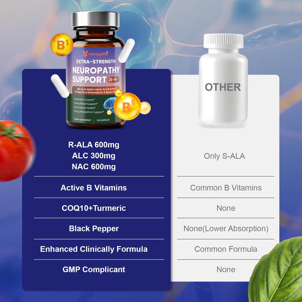 Honeylitte: disposición en mesa con otras vitaminas para contexto nutricional
