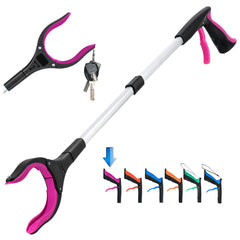 Honeysuckle recogedor 32" vista frontal mostrando longitud y color morado, facilita alcance