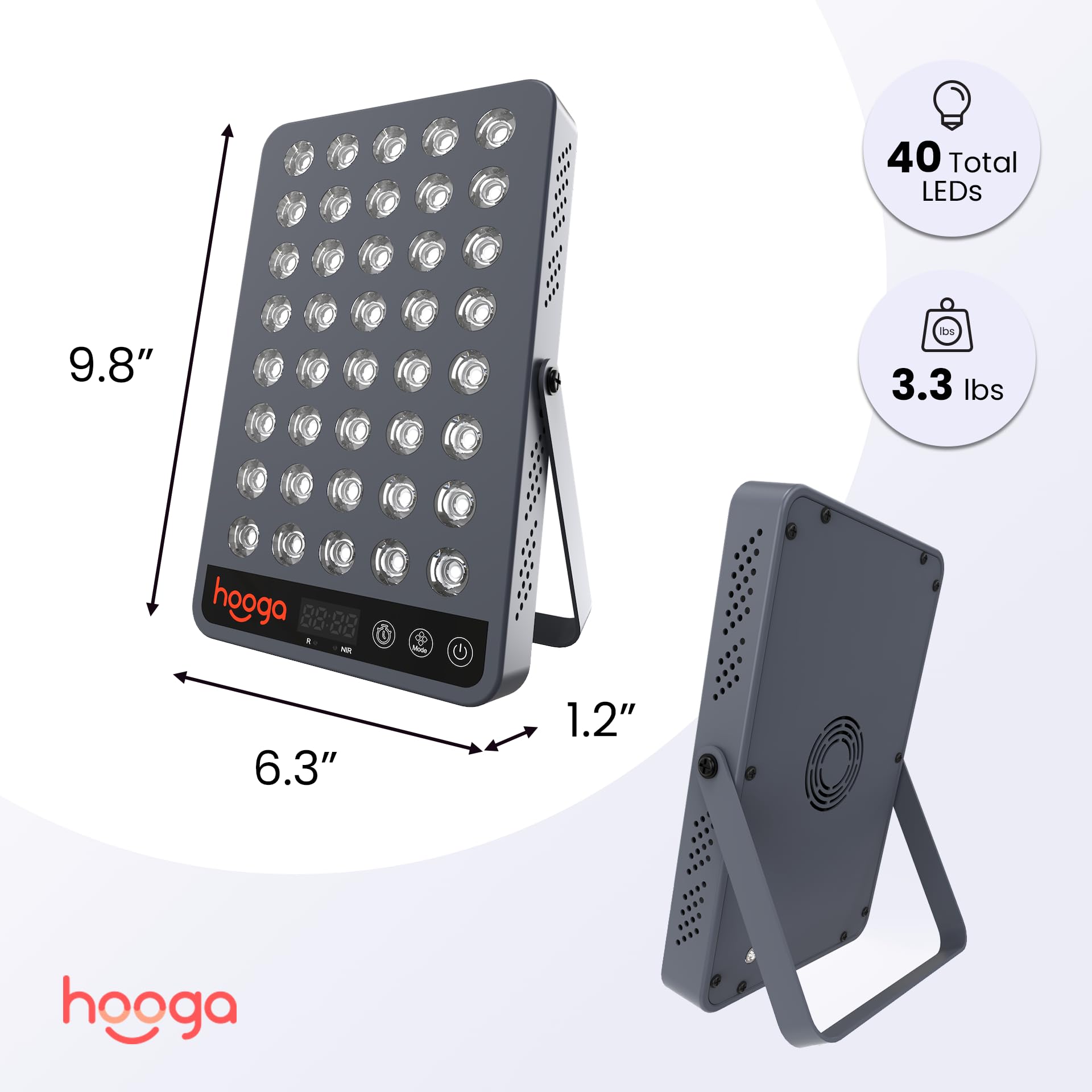 Primer plano de los LEDs Hooga HG200 que ilustra calidad y distribución uniforme
