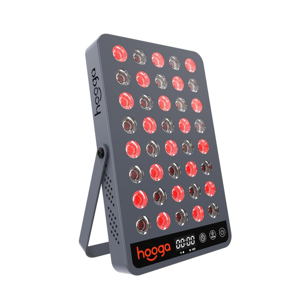 Hooga HG200 panel frontal mostrando 40 LEDs para sesiones cómodas en casa