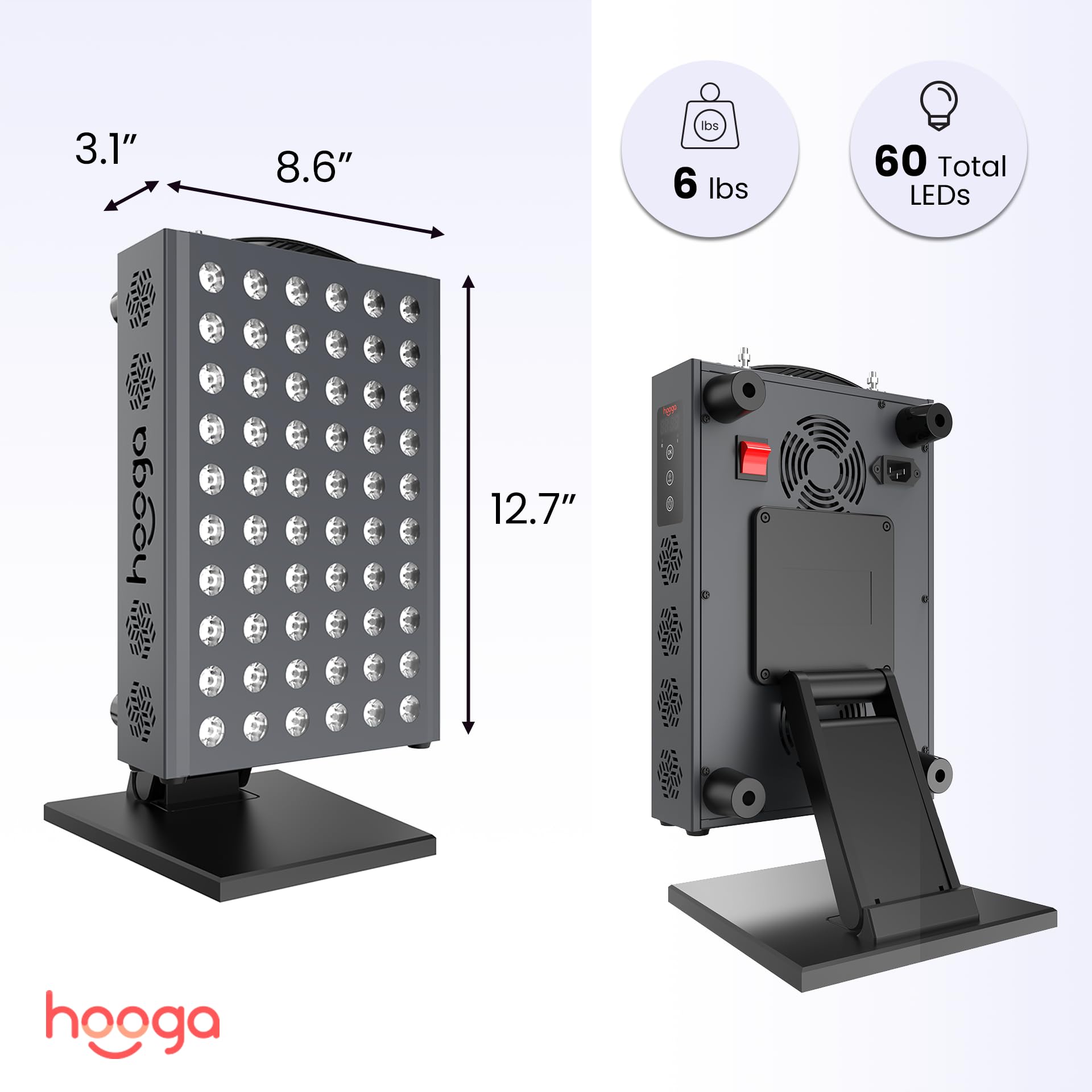 hooga PRO300 panel con etiqueta y controles mostrando temporizador digital