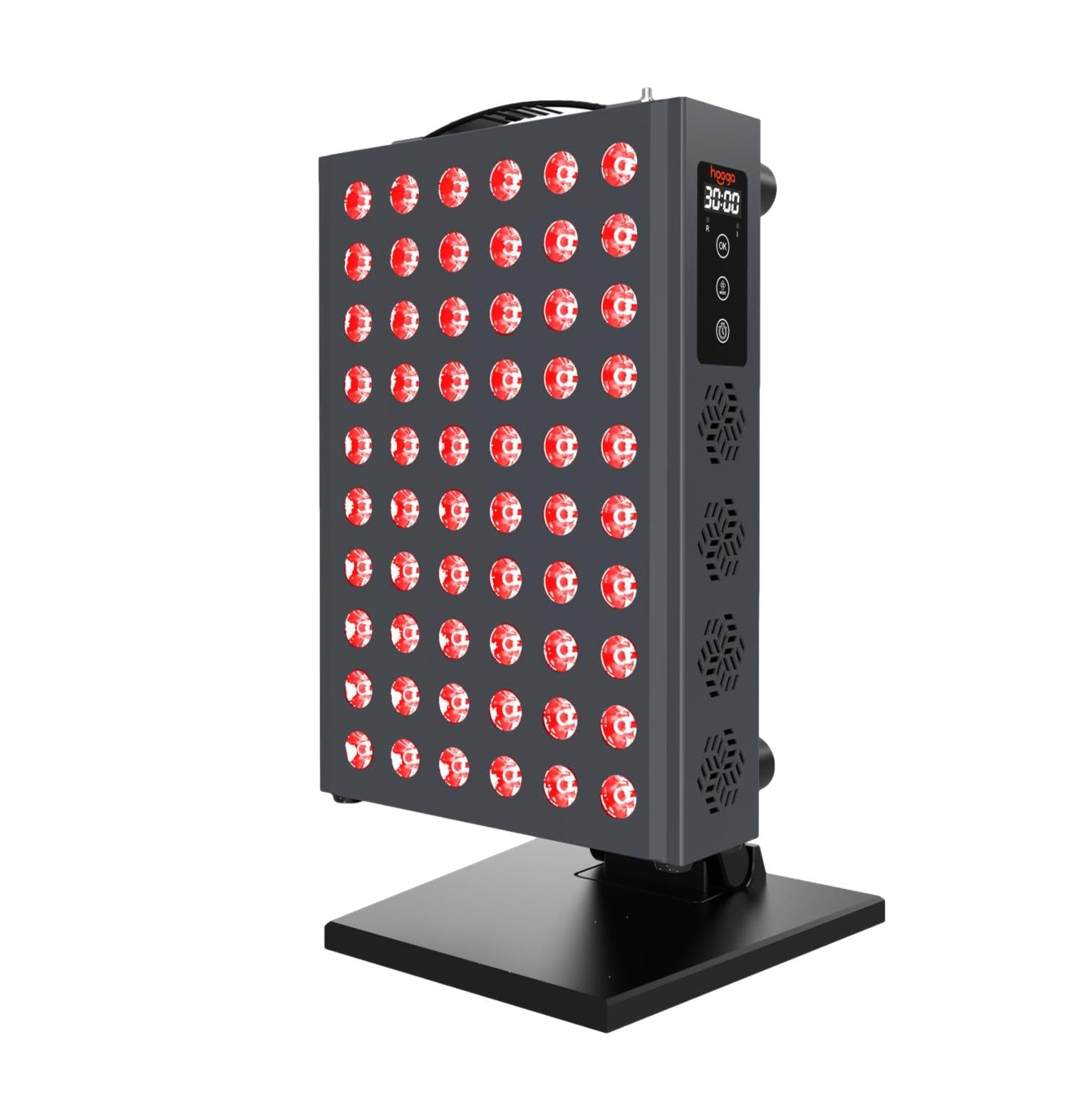 hooga PRO300 panel frontal mostrando LEDs y beneficio de cobertura uniforme